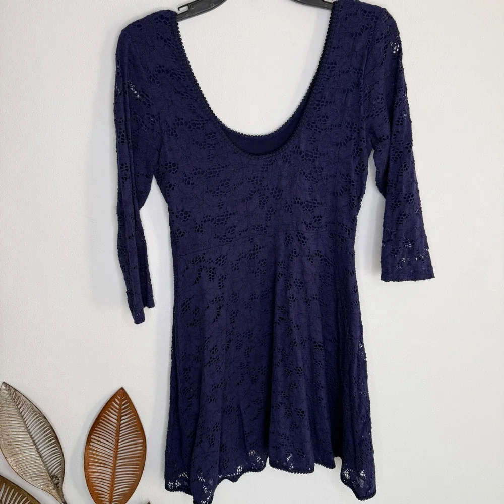 J22 Free People Blue Rose Fit N Flare Garden Lace‎ Mini dress